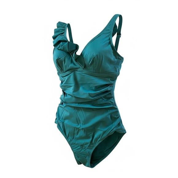 Cupshe Other - CUPSHE Ruffled Green One Piece TUMMY Control Swimsuit NWT SIZE Small
